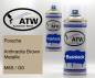 Preview: Porsche, Anthracite Brown Metallic, M8S / G0: 400ml Sprühdose + 400ml Klarlack - Set, von ATW Autoteile West.